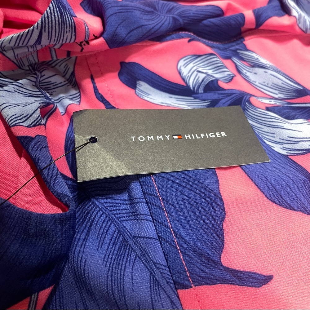 NWT Tommy Hilfiger Sleevless Dress Palm Tree Leaves Pink and Blue Midi Size 4 - Picture 14 of 14